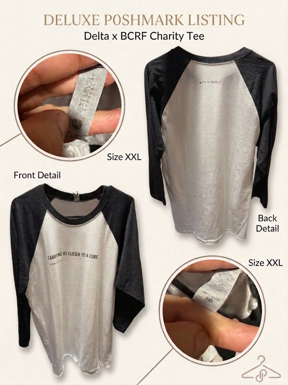 Delta Air Lines x BCRF "Carrying Us Closer to a Cure" Raglan Shirt XXL Unisex